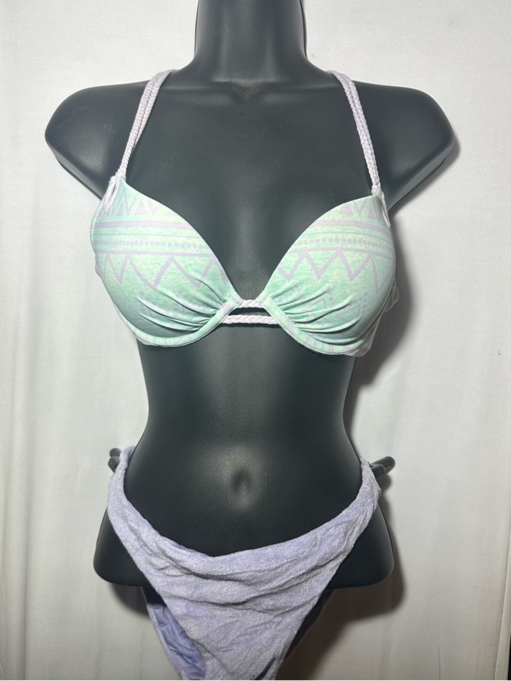 💜VS Bombshell Push-Up Bikini Set 34B Top Small Bottom Mint Lavender